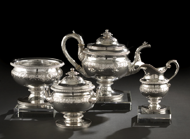 Appraisal: Good Four-Piece Fletcher and Gardiner Coin Silver Tea Set dated