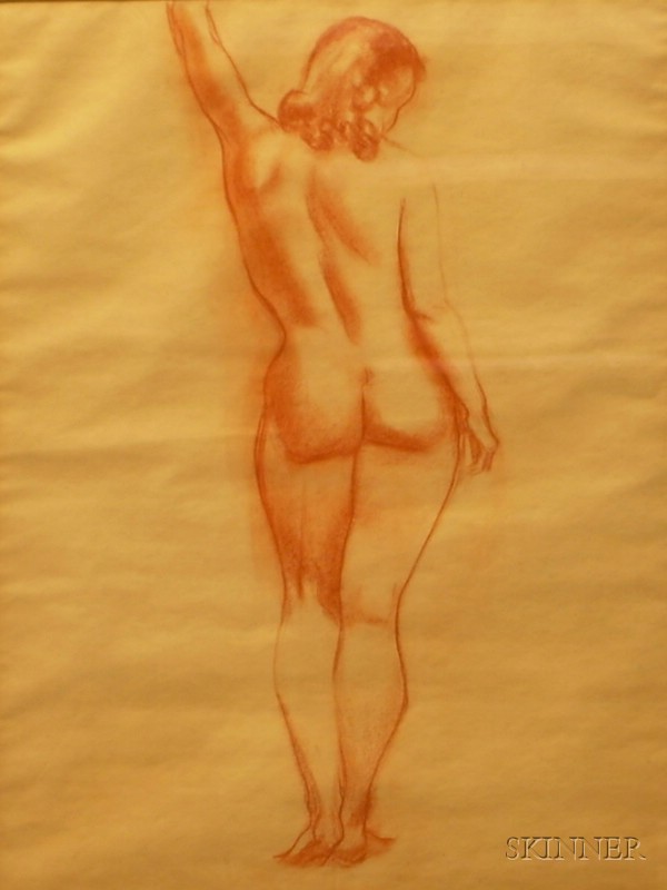 Appraisal: Framed Chalk on Paper Figural Study of Female Nude Attributed