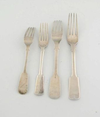 Appraisal: Scottish provincial a set of nine fiddle pattern dessert forks