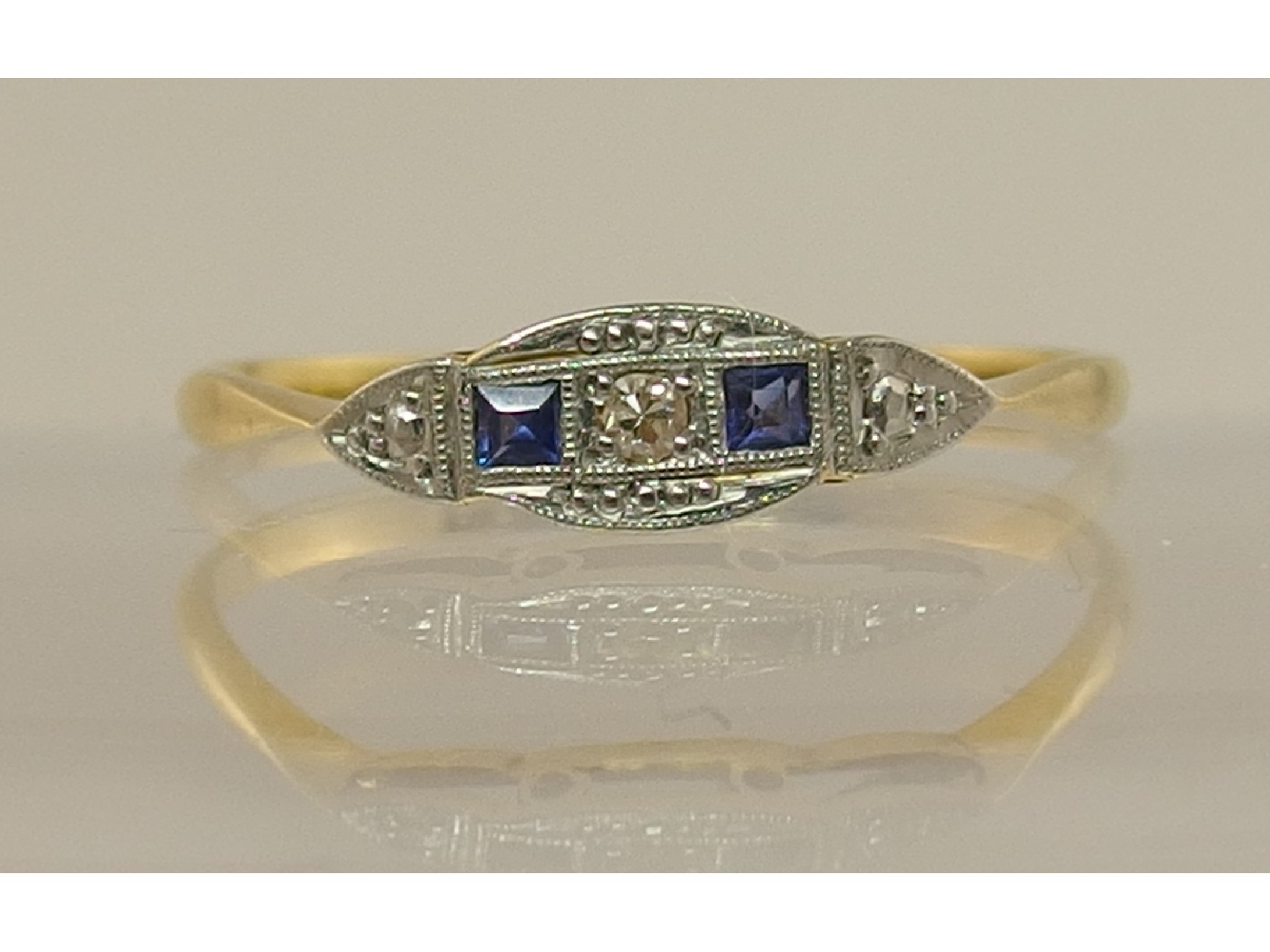 Appraisal: An ct and platinum sapphire and diamond Art Deco ring