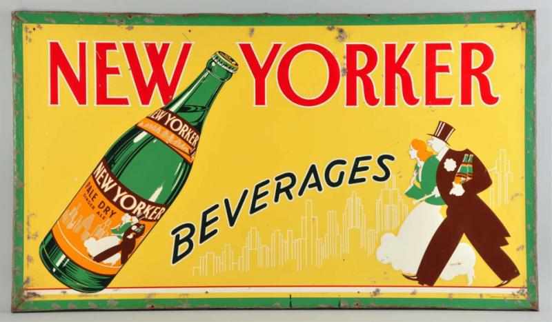 Appraisal: Embossed Tin New Yorker Beverages Sign Description s Somewhat advanced