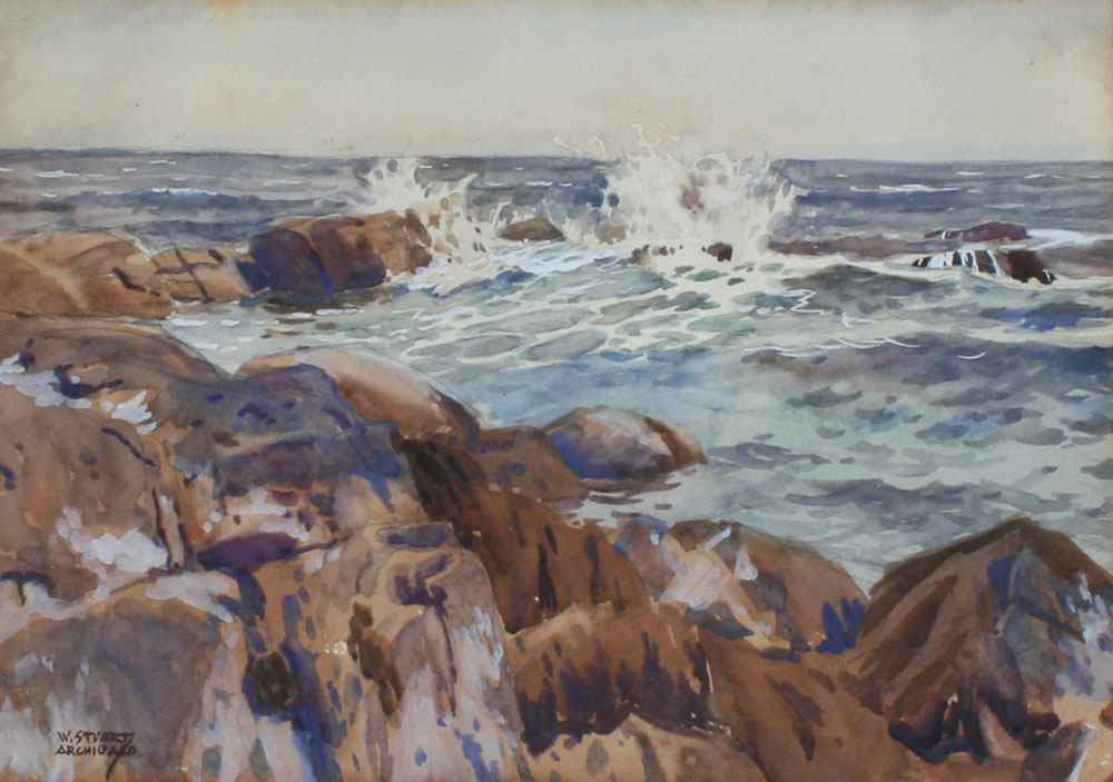 Appraisal: ARCHIBALD W Stuart American th Century Coastal Surf Crashing ''Fortune's