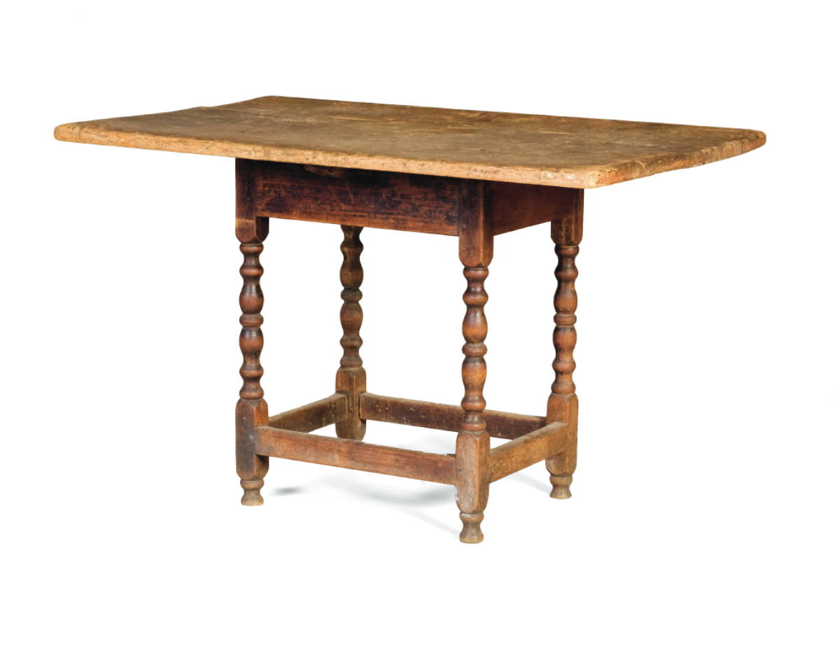 Appraisal: NEW ENGLAND WILLIAM AND MARY MAPLE AND PINE TAVERN TABLE