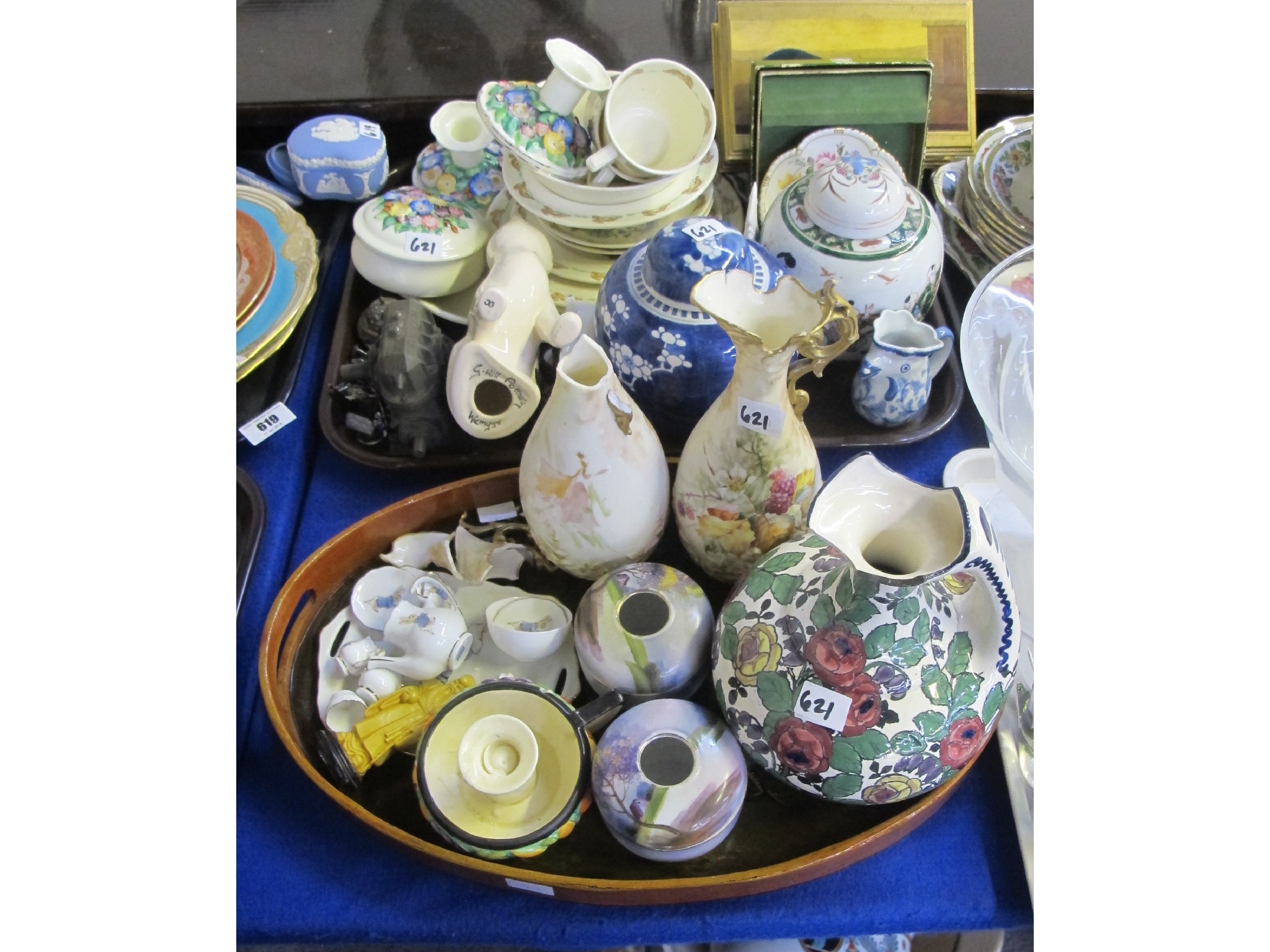 Appraisal: Two trays of various ceramic table articles including a G