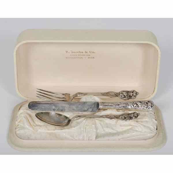 Appraisal: Unger Brothers Sterling Art-Nouveau Flatware American early th century A