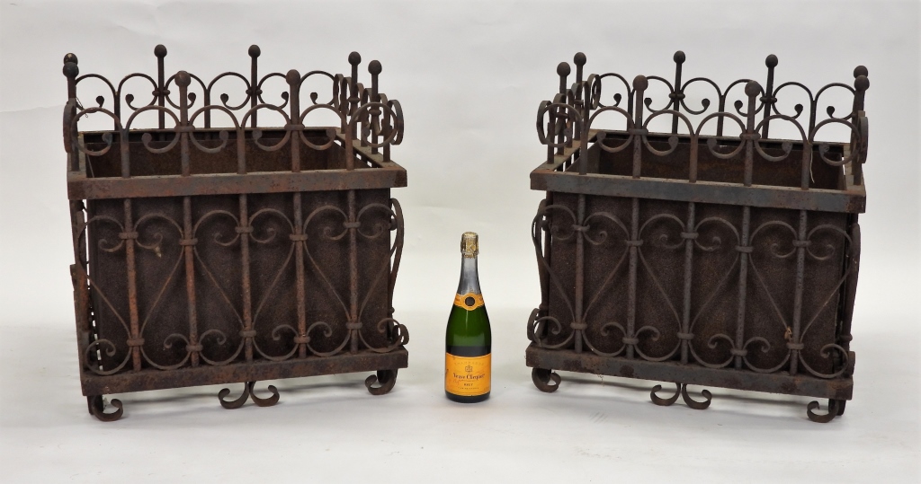 Appraisal: PR AMERICAN ARTS CRAFTS WROUGHT IRON PLANTERS United States Early