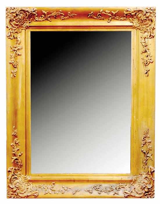 Appraisal: Continental carved giltwood courting mirror th century ogee-molded frame embellished