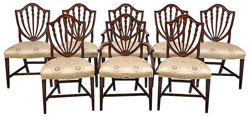 Appraisal: Hepplewhite Style Shield Back Dining Chairs set of eight th