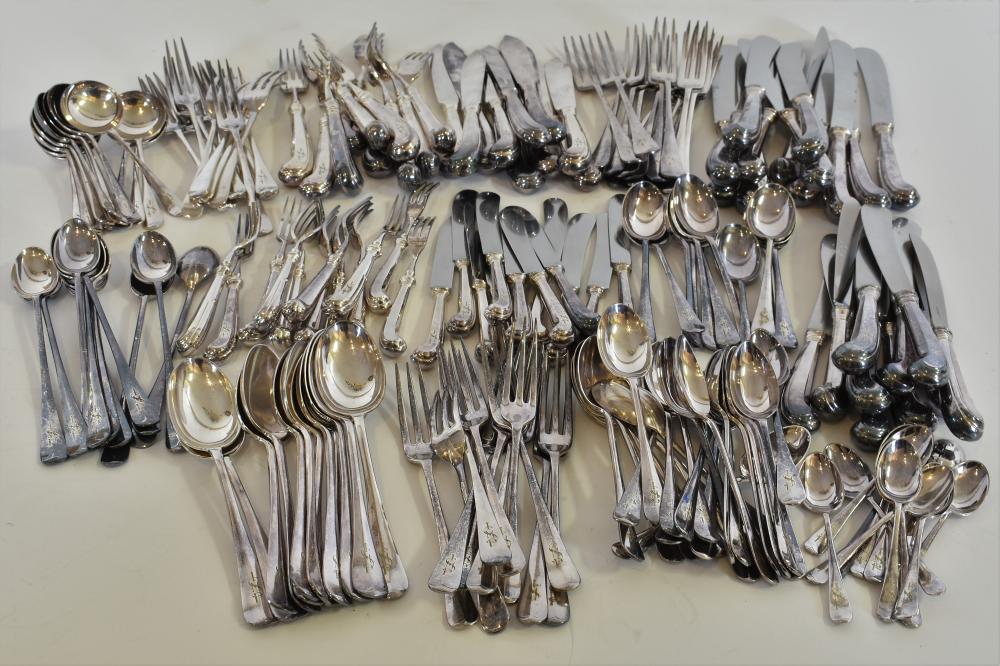 Appraisal: EXTENSIVE PIECE ENGLISH SILVER PLATE FLATWARE SERVICE th Century Mark