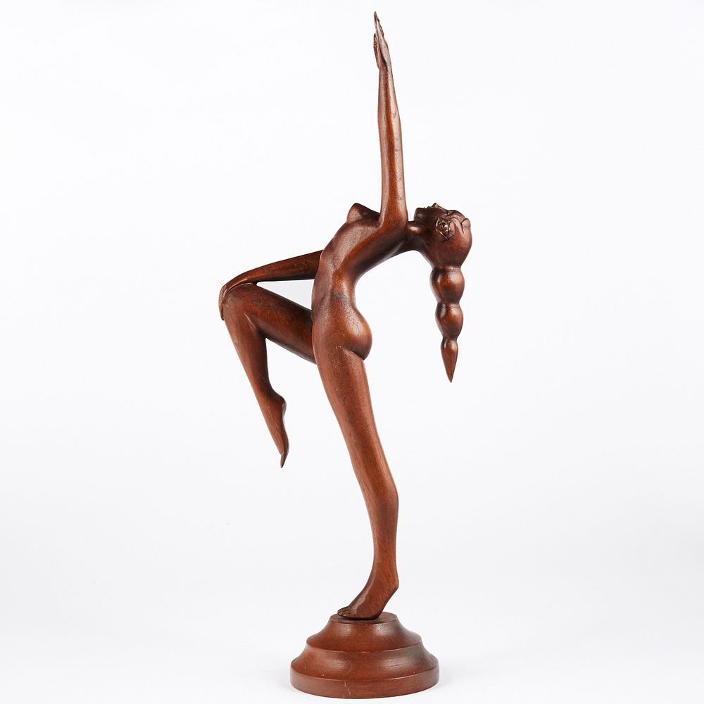 Appraisal: Jose Pinal Female Nude Dancing Mexican Wood Sculpture Jose Pinal