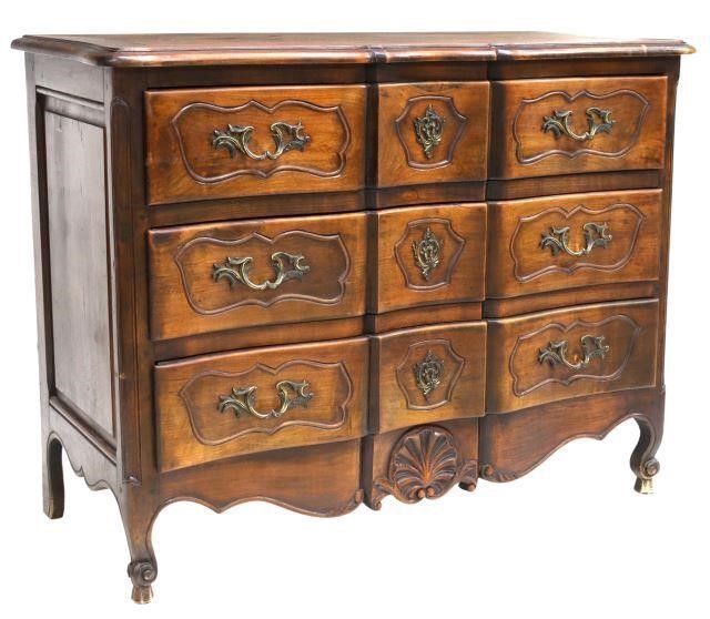 Appraisal: French Louis XV style commode en arbalete th c walnut