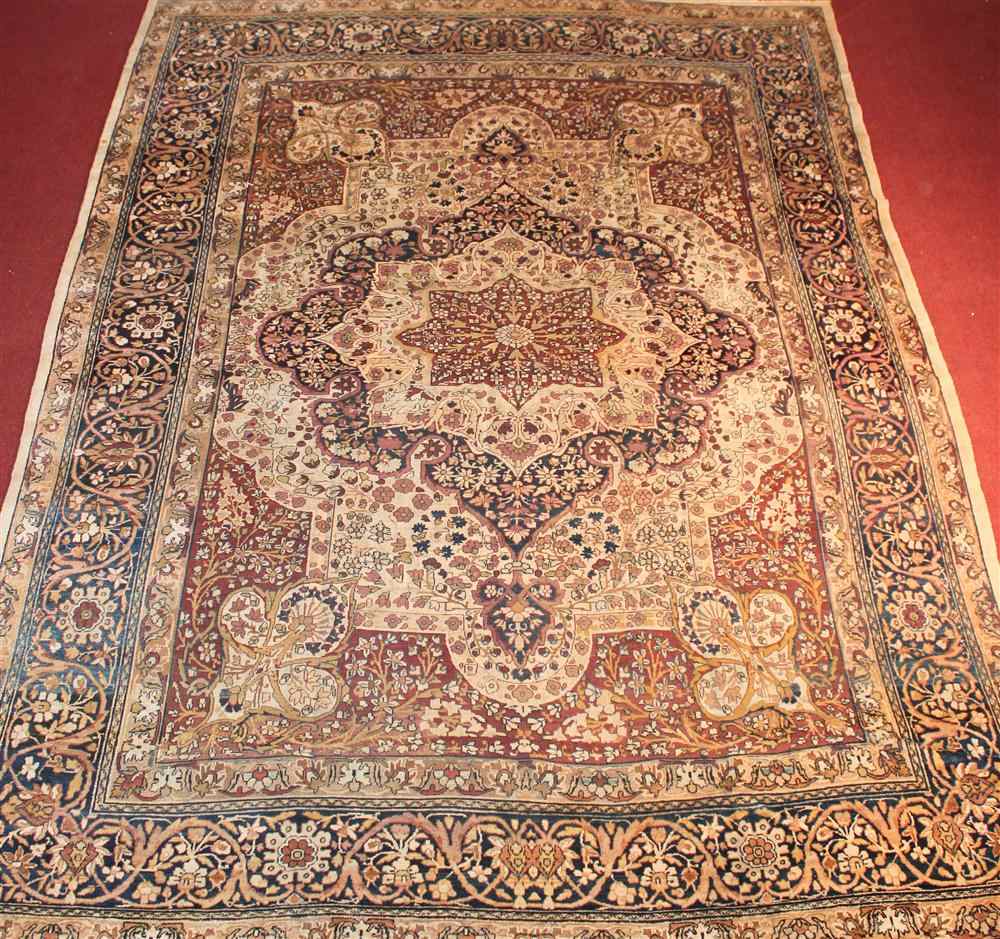 Appraisal: PERSIAN KIRMAN RUG approx ' x ' '' retail tag