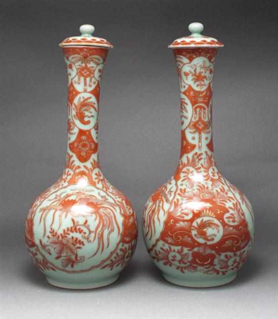 Appraisal: Pair of Chinese Export sepia decorated celadon ground porcelain water