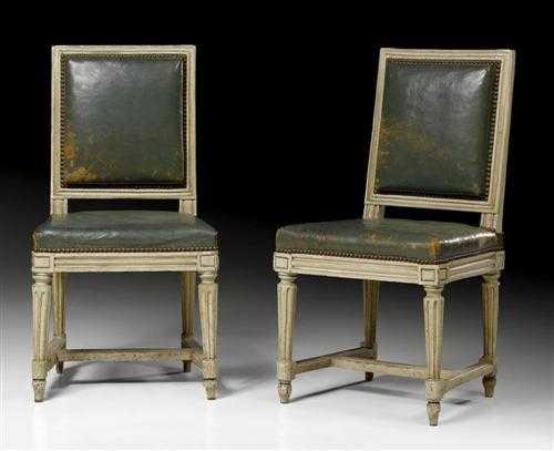 Appraisal: PAIR OF PAINTED CHAIRS A LA REINE Louis XVI stamped