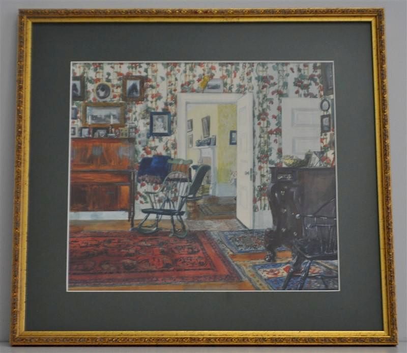 Appraisal: WATERCOLOR INTERIOR MIDDLE HADDAM CT Exceptional Original Watercolor of the