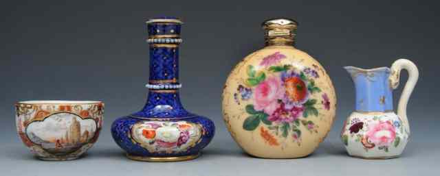 Appraisal: A TH CENTURY MINIATURE PORCELAIN SCENT BOTTLE cobalt blue ground