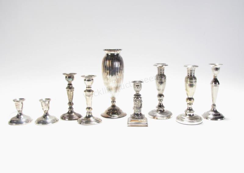 Appraisal: A group of sterling and silverplate including pair of Towle