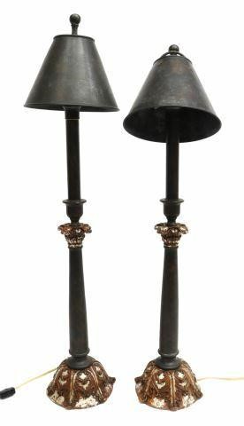 Appraisal: pair Decorative candlestick table lamps Maitland-Smith late th c simple