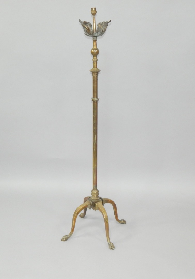 Appraisal: A Victorian brass telescopic oil lamp stand converted to electricity