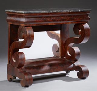 Appraisal: American Classical Carved Mahogany Marble Top Pett American Classical Carved