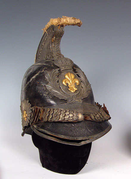 Appraisal: EARLY FRENCH NAPOLEONIC OFFICERS LEATHER HELMET Circa late th to