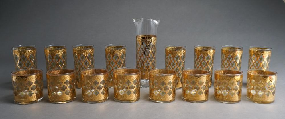 Appraisal: EIGHTEEN-PIECE PARTIAL GILT GLASS BARWARE SET CIRCA SEighteen-Piece Partial Gilt