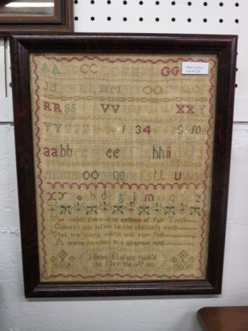 Appraisal: Sampler alphabet and verse by Helen Rufsell finished May th