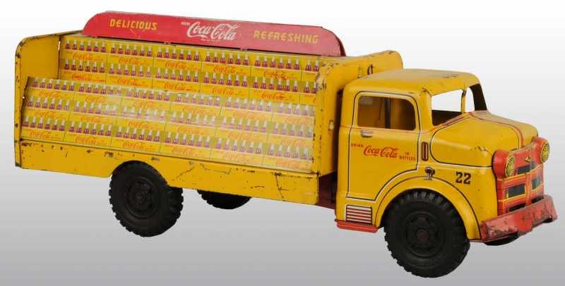 Appraisal: Yellow Tin Coca-Cola Truck Description s Some medium to heavy