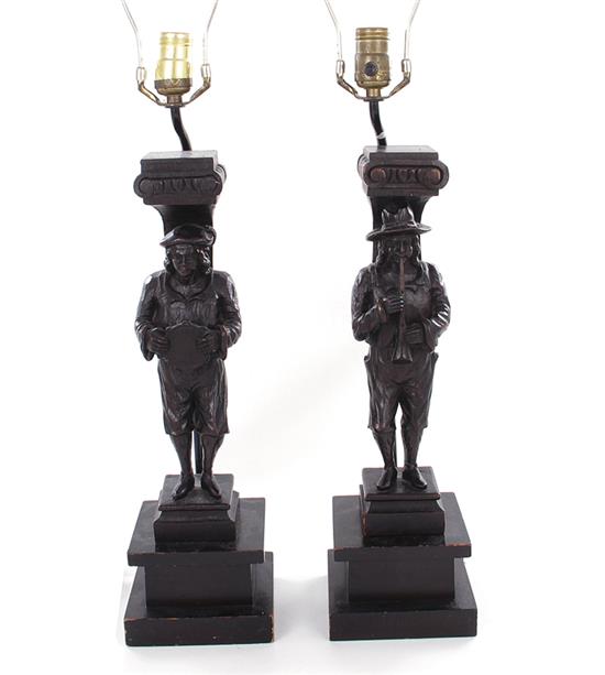 Appraisal: Pair Renaissance carved wood musical figural elements th th century