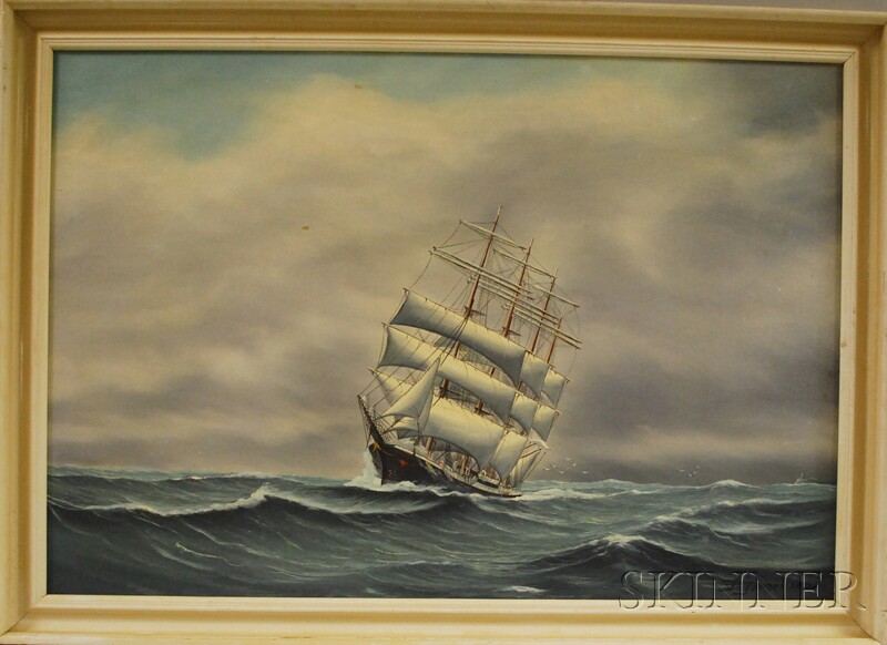 Appraisal: Continental School th Century View of a Four-masted Ship on