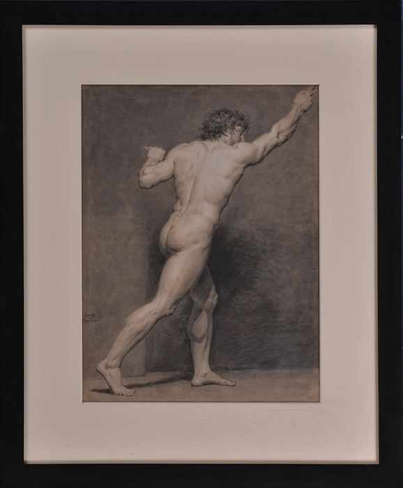 Appraisal: FRANCOIS-LOUIS GOUNOD - PAIR OF MALE NUDE STUDIES Charcoal on