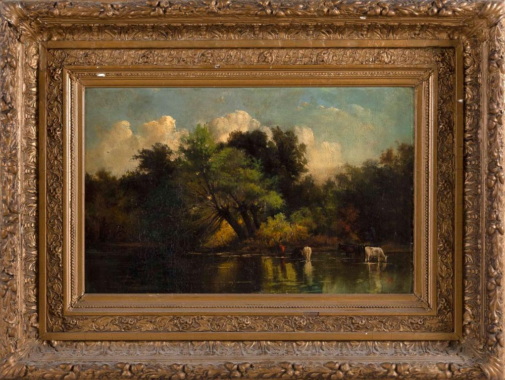 Appraisal: SAMUEL LANCASTER GERRY MASSACHUSETTS - COWS AT A POND OIL