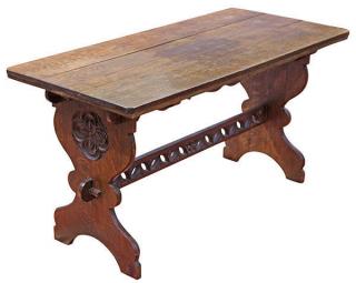 Appraisal: Arts and Crafts trestle table Arts and Crafts trestle table