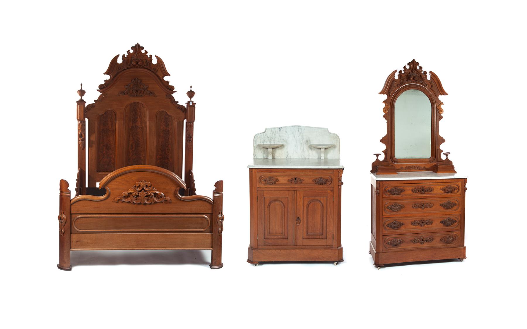 Appraisal: THREE-PIECE VICTORIAN BEDROOM SUITE American rd quarter- th century walnut