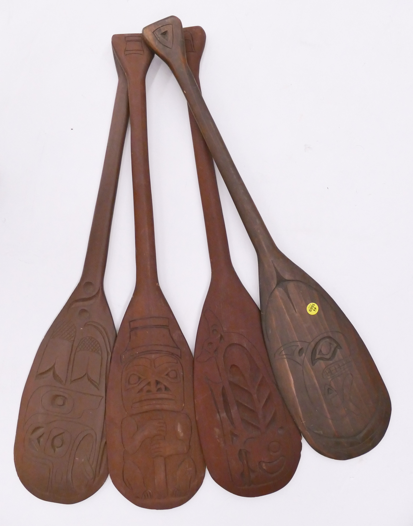 Appraisal: pc NW Coast Style Carved Canoe Paddles- ''