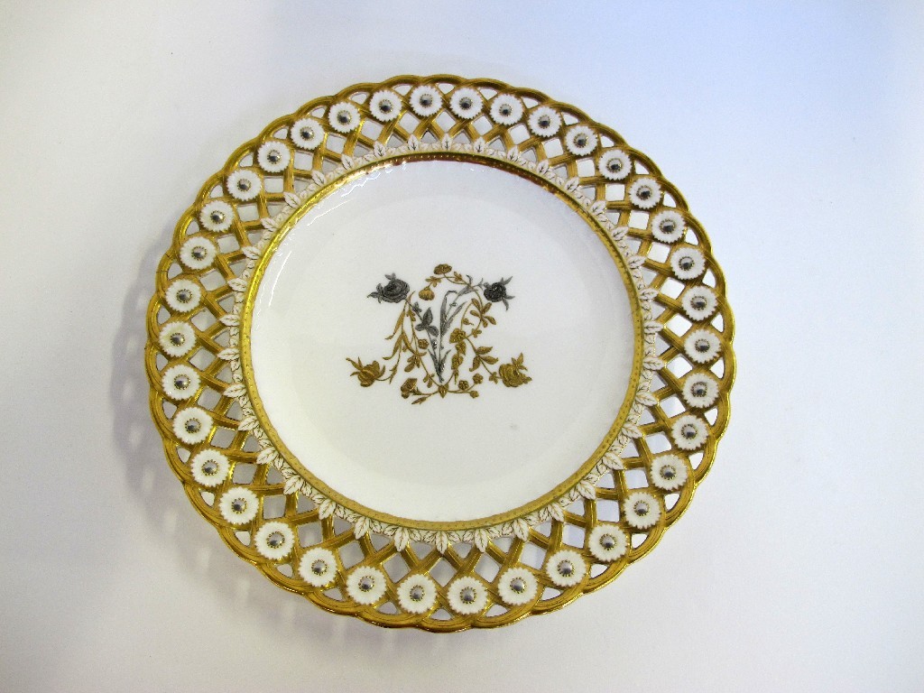 Appraisal: Minton lattice work plate produced for the Paris Exhibition restored