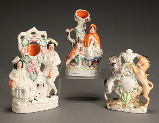 Appraisal: Three Staffordshire Figural Groups Mid to Late th Century Consisting