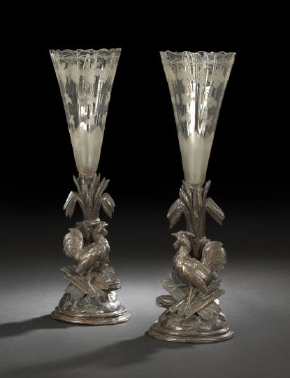 Appraisal: Tall Pair of Schwarzwald Carved and Dark-Stained Lindenwood Figures of