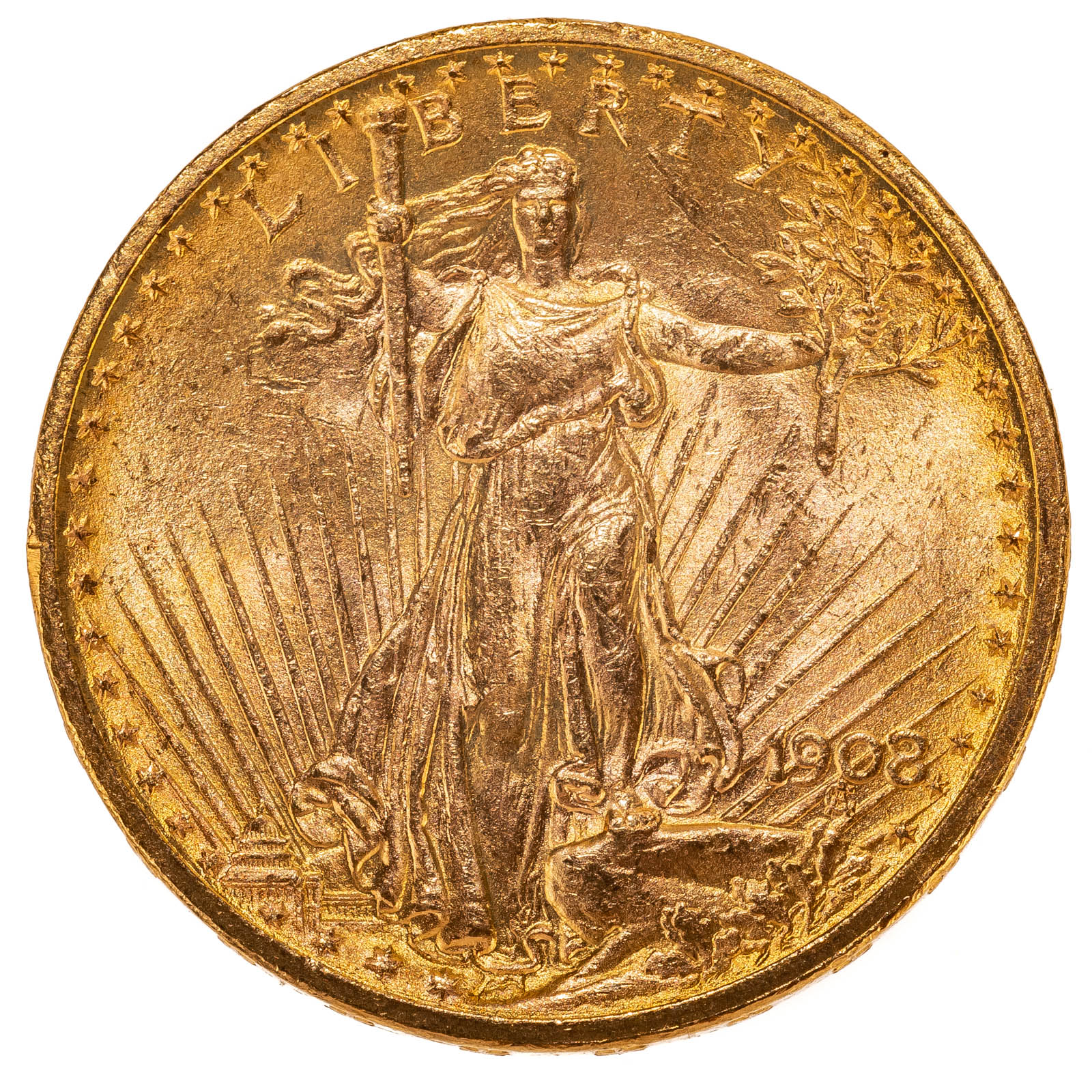 Appraisal: SAINT GAUDENS NO MOTTO AU Obverse has more bag marks