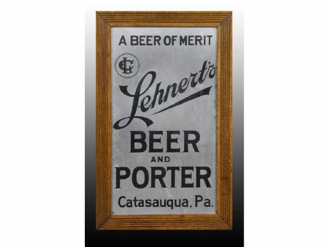 Appraisal: Lehnert's Framed Tin Beer Sign Description Nice sign Black paint