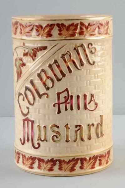 Appraisal: Colburns Mustard Stoneware Container Description Circa From Philadelphia Pennsylvania Nice