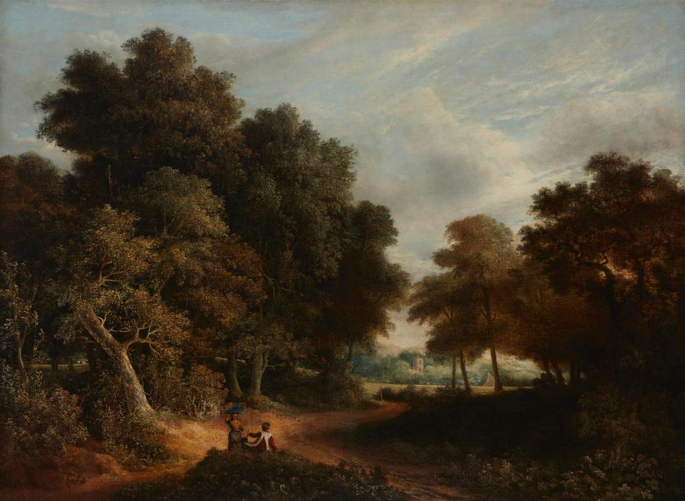 Appraisal: ATTRIBUTED TO ROBERT LADBROOKE - LANDSCAPE WITH FIGURES OIL ON