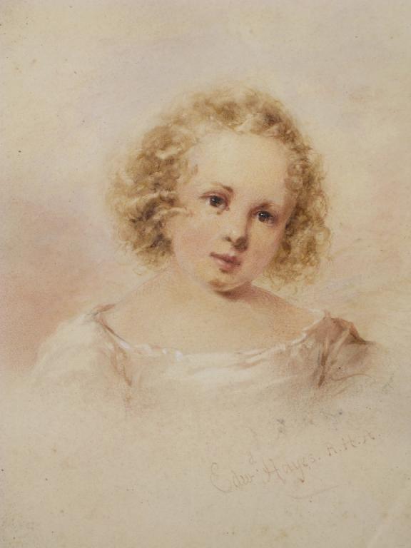 Appraisal: EDWARD HAYES RHA Portrait of a young Child signed watercolour