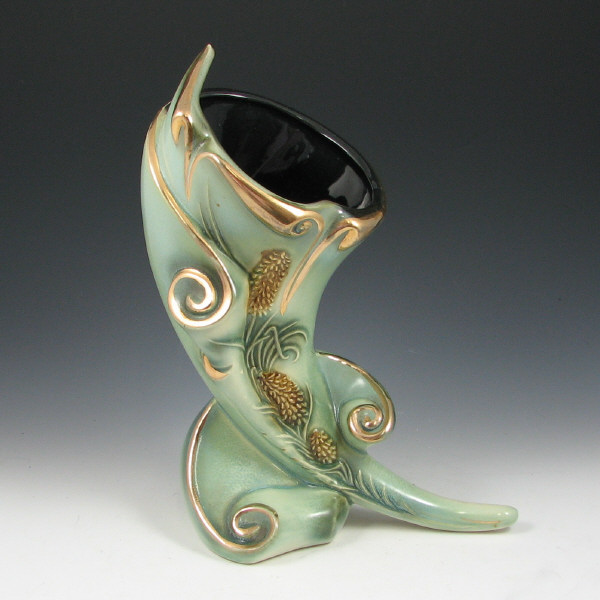 Appraisal: Hull Parchment Pine S- -R Vase w Gold - Mint