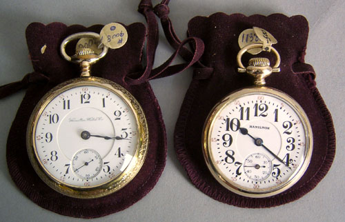 Appraisal: Two Hamilton -jewel gold filled open face pocket watches one