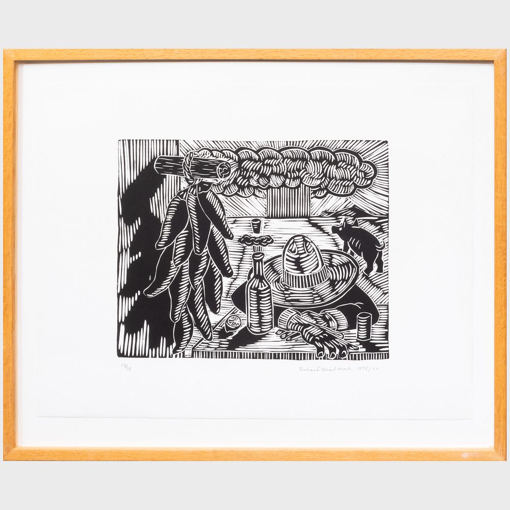 Appraisal: Richard Mock - Hot Pondering Woodcut in black on wove