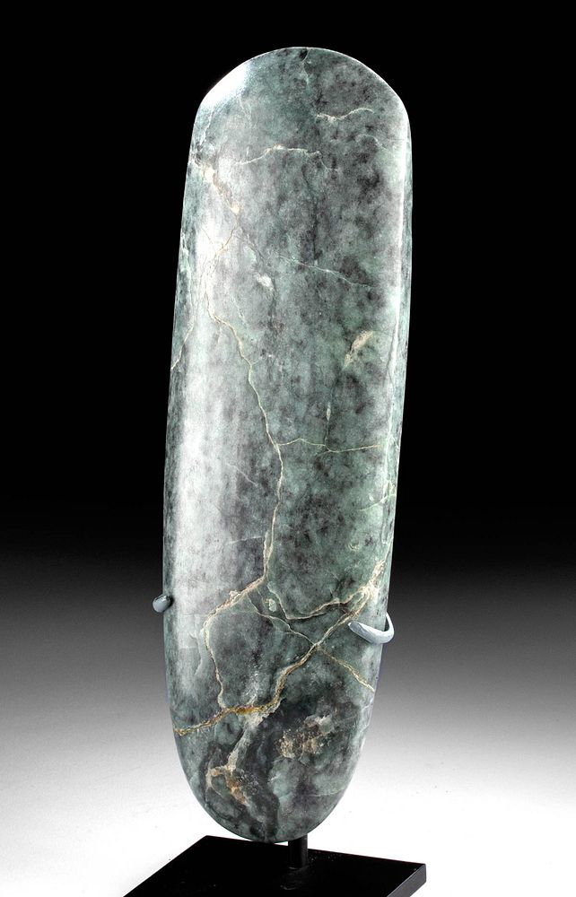 Appraisal: Olmec Jade Celt - Beautiful Blue Green Hues Pre-Columbian Southern