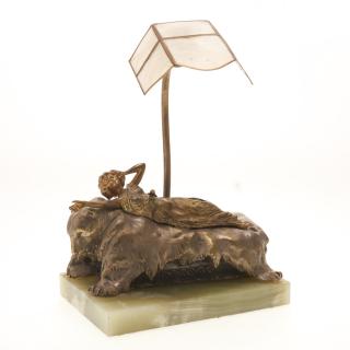 Appraisal: Carl Kauba automation bronze desk lamp Carl Kauba automation bronze