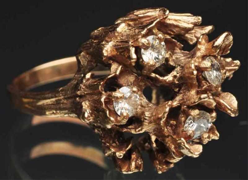 Appraisal: K Y Gold Diamond Ring Five diamonds total carats Weight