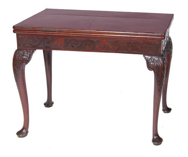 Appraisal: AN TH CENTURY MAHOGANY FOLD OVER TOP CARD TABLE the